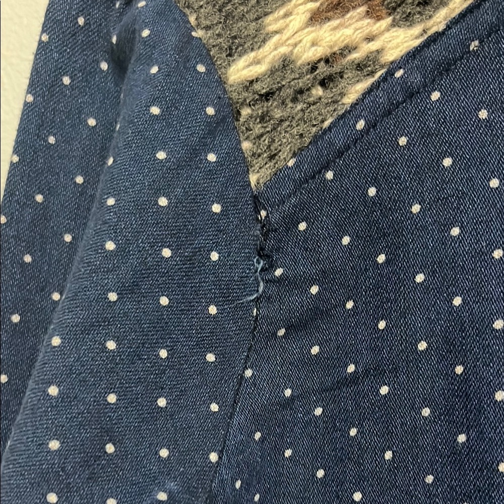 Free People Polka Dot Button-Up Shirt with sweater shoulders - Picture 8 of 8